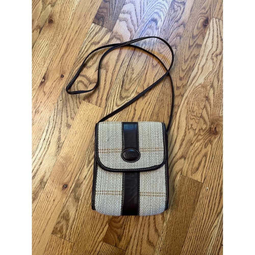 Vintage Proteje Brown Beige Straw Woven Crossbody Bag Small Messenger Purse
